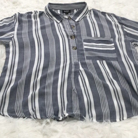 A.N.A - Blue and White Striped Blouse - Picture 2 of 6